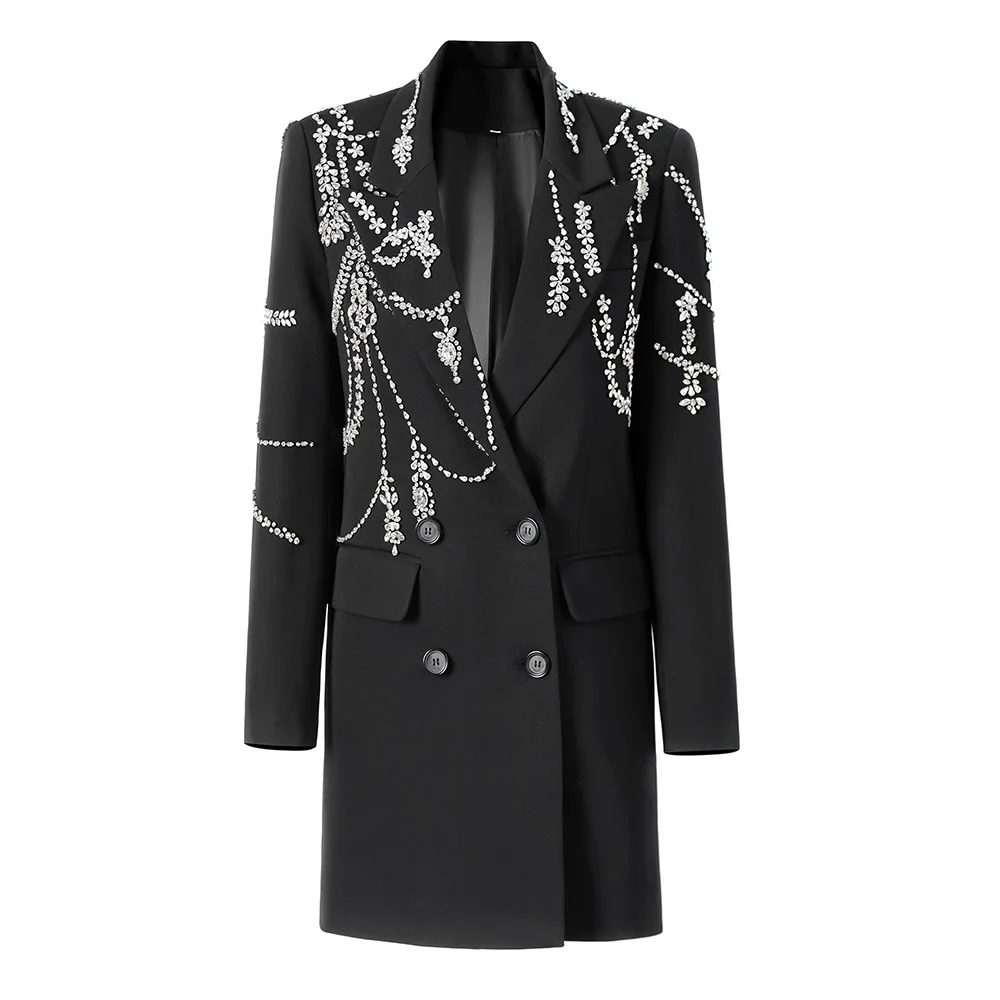 Getspring 2025 Women Blazer Single Breasted Long Sleeve Crystal Party Women's Slim Suit Jacket