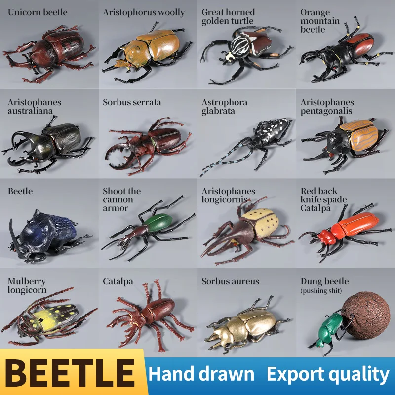 Unicorn Beetle Longhornedbee Simulated Insect Animal Model Action Figures Educational Toy for Kids Scene Decoration Collection
