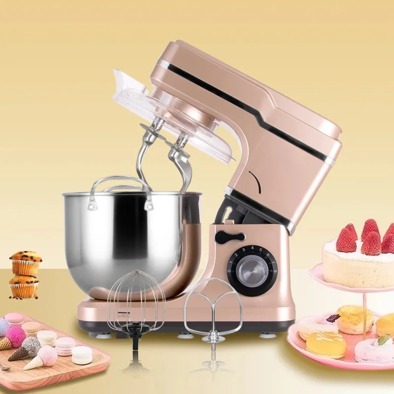 

Электрический планетарный миксер для кухни с функцией замеса теста, 6-литровой чашей, крюком для теста, венчиком и насадкой-миксером.