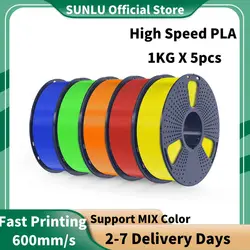 SUNLU High-speed PLA 3D Printer Filament 5KG 1KG A Roll 1.75MM Tolerances +/-0.02MM Filament Fast Shipping From EU / US