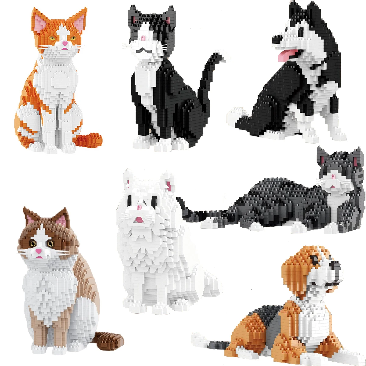 Hund Katze Mikro-Bausteine Balody Tier-Haustiere Beagle Ragdoll Tabby Katze Modell Montage-Puzzle Mini-Ziegelstein-Figur Spielzeug als Geschenk