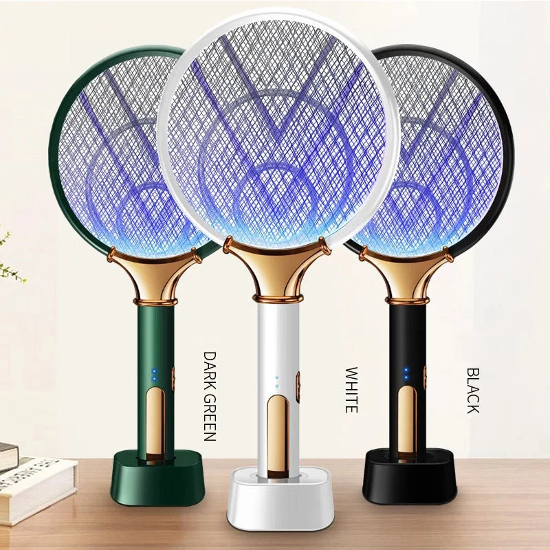 New Mosquito Racket 2 In 1 USB Rechargeable Fly Zapper Swatter Lamp Seduction Trap Summer Fly Swatters Sleep Protect Tools