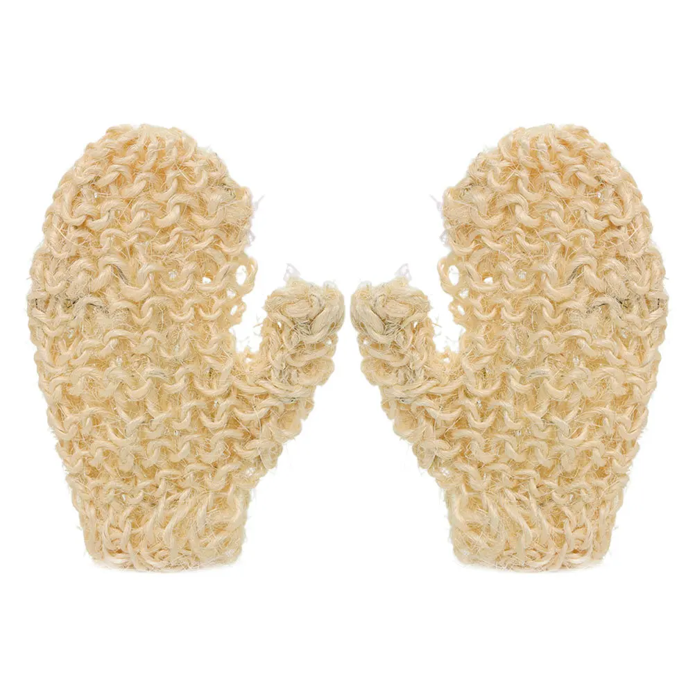 

1 пара отшелушивающих перчаток из натурального сизаля, многоразовые варежки для ванны и душа, глубоко очищающий скруббер для удаления омертвевшей кожи, скруббер для мытья тела