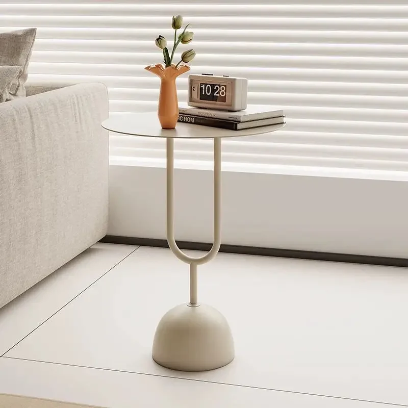 

Metal Coffe Small End Table Round Side Modern Coffee Drink Cocktail Accent Pedestal Tables for Living Room
