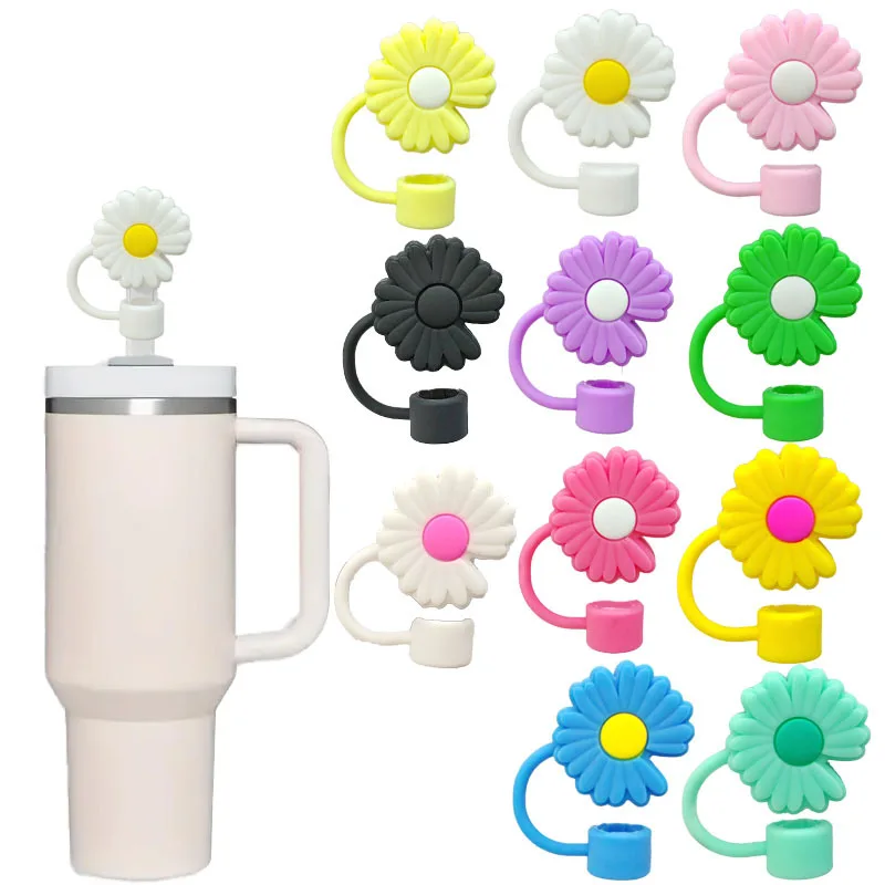 Straw Cover Cap Spill Stopper 10mm Silicone Straw Toppers For Stanley Cup Accessories Water Bottle Dust-Proof Straw Tips