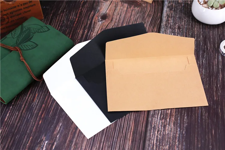 10pcs/set Classical Brown White Black Kraft Blank Mini Paper Window Envelopes Wedding Invitation Envelope Gift Envelope 3 Color