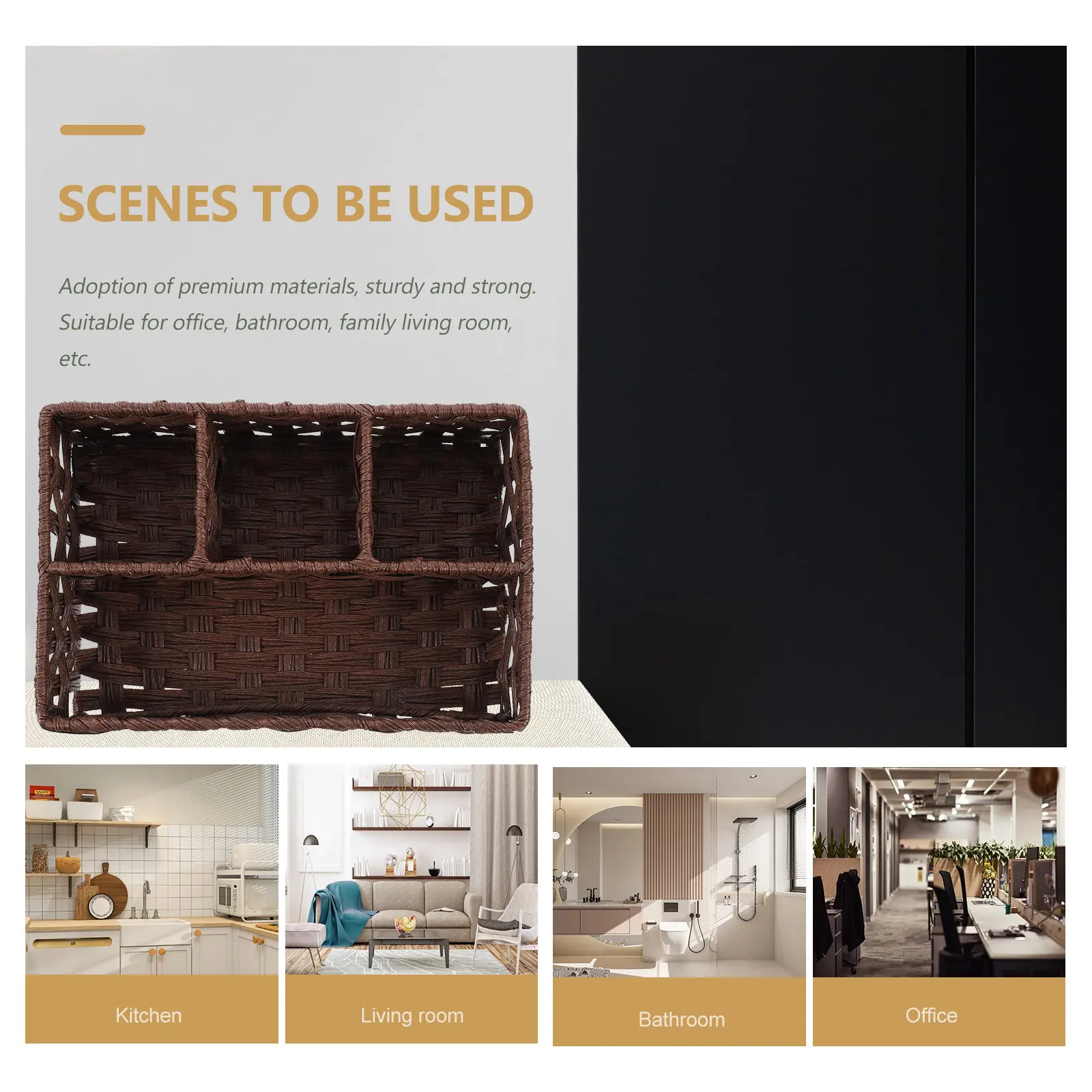 

Плетеная корзина для хранения ручной работы, органайзер для дома, кухни, ванной, офиса, рабочего стола, с несколькими отделениями для мелочей