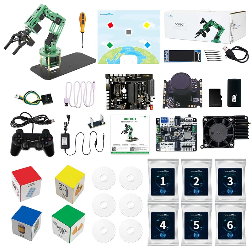 Raspberry Pi 5 AI Vision Robotic Arm And Camera 2 In 1 Kit With Recognition, Tracking And Grabbing Actions For AI Training