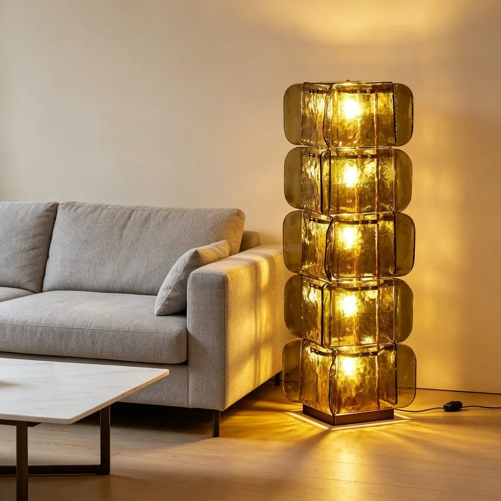 Green Glass Floor Lamp Luxurious Living Room Bedroom Green Creative Decorative Floor Lamp Creative Hollow Glass Standing Light