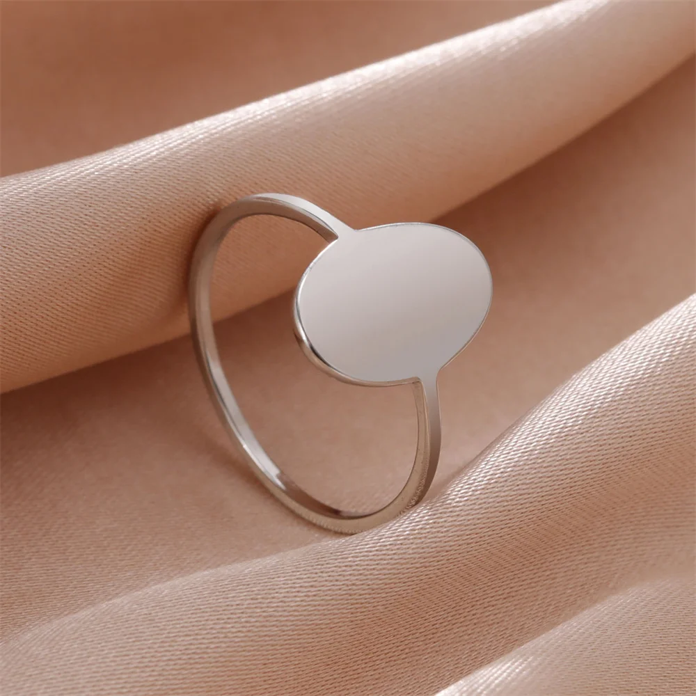 Stainless Steel Women Ring Cool Punk Simple Round Signet Finger Rings Vintage Jewelry Gold Color For Men Bar Party Accessories