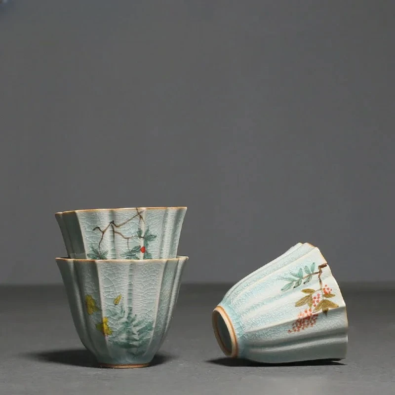 

Ручная роспись лепестков селадона Master Cup Crackle Glaze Чайная чашка Бытовой чайный набор кунг-фу Одна чашка Чайная церемония по индивидуальному заказу
