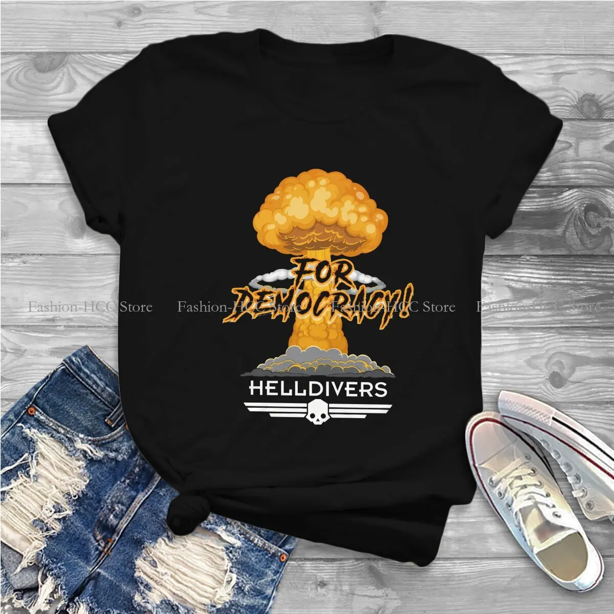 HELLDIVERS Polyester TShirts For Democ Print Homme T Shirt Funny Tops