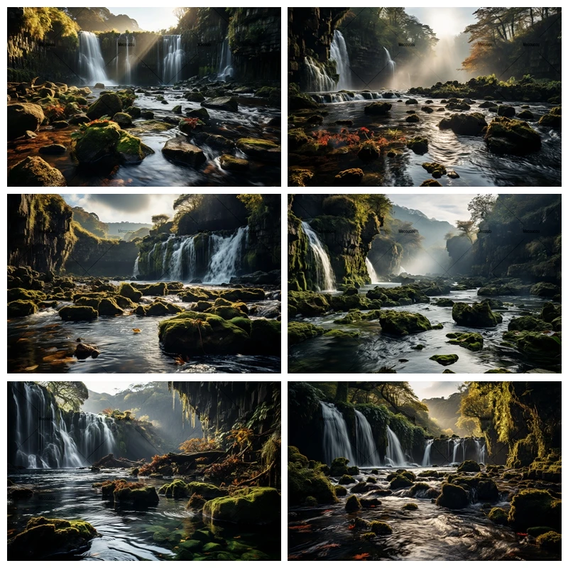 

Landscape Waterfall Backdrops For Photography Spring Mountain Room Decor Baby Photo Photographic Background Photo Studio Props