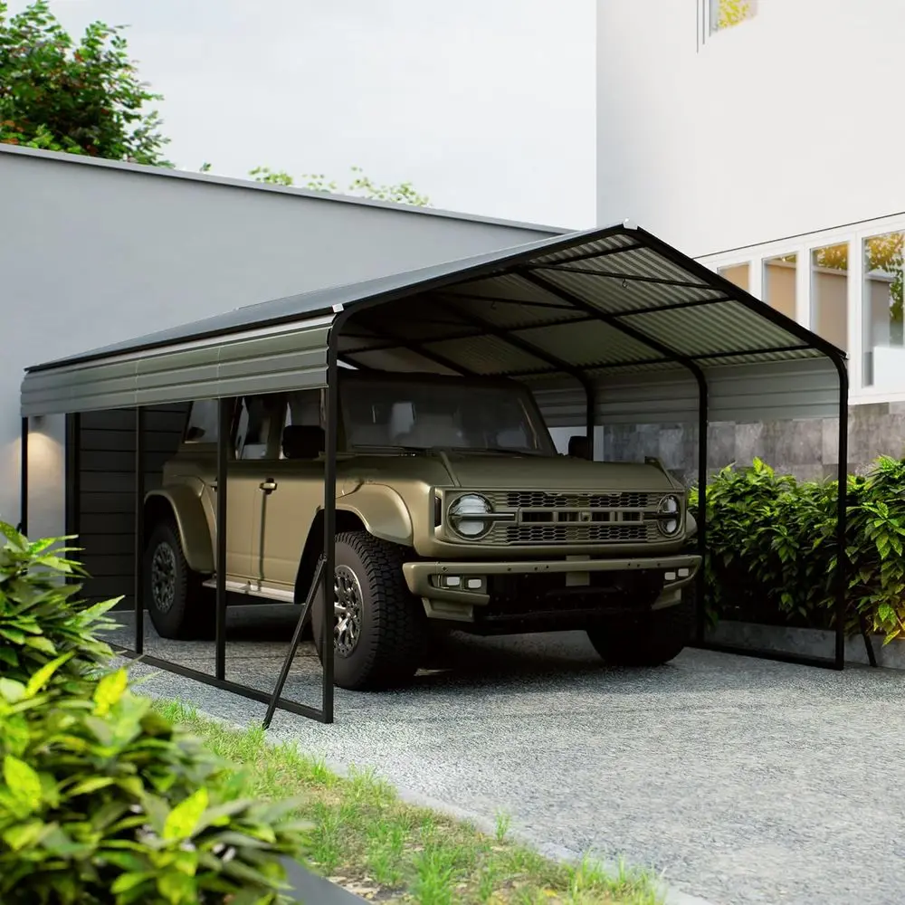 

12x20 T Metal Carport, Heavy Duty Carports with Galvanized Steel e & Roo, Outdoor Garage Car Port or All-Weather, Outdoor Galvan