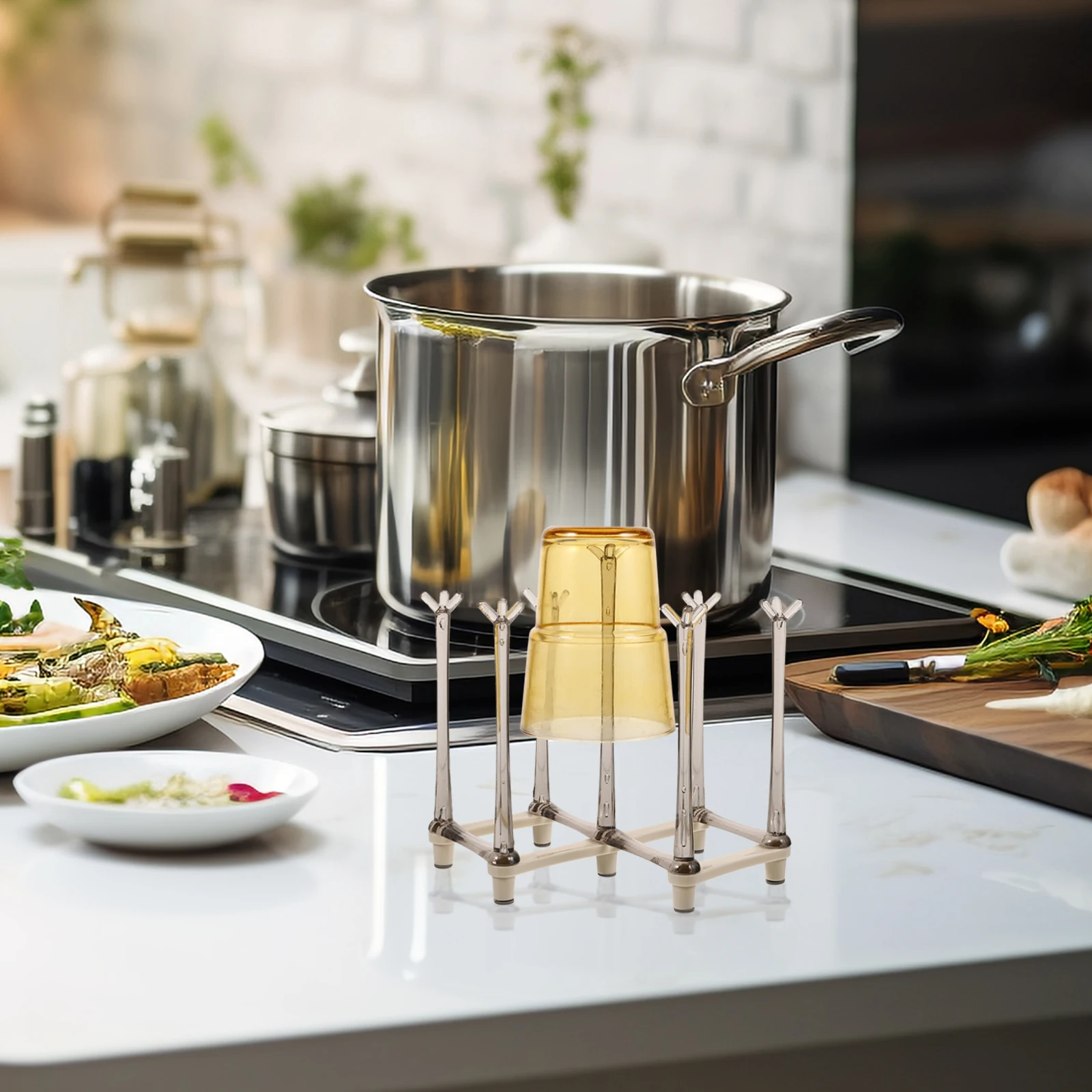 

Retractable Cup Drying Rack Stylish Practical Coffee Mug Holder Kitchen Countertop Draining Cup Stand Home Storage Rack