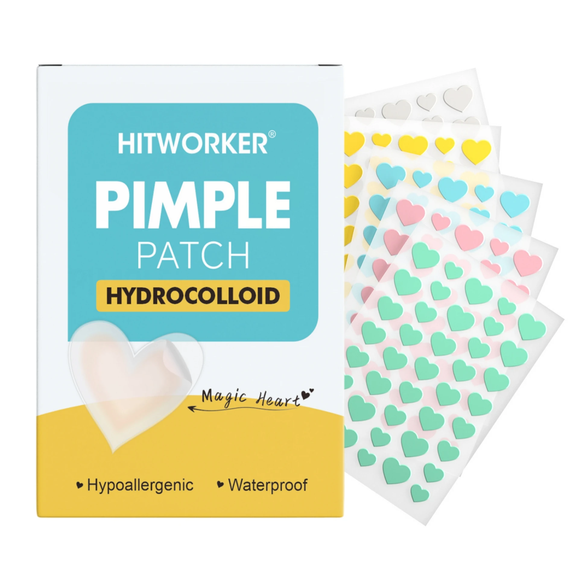 200pcs Hydrocolloid  Heart-Shaped Acne Patches Essential Comfortable Skincare and Beauty Product