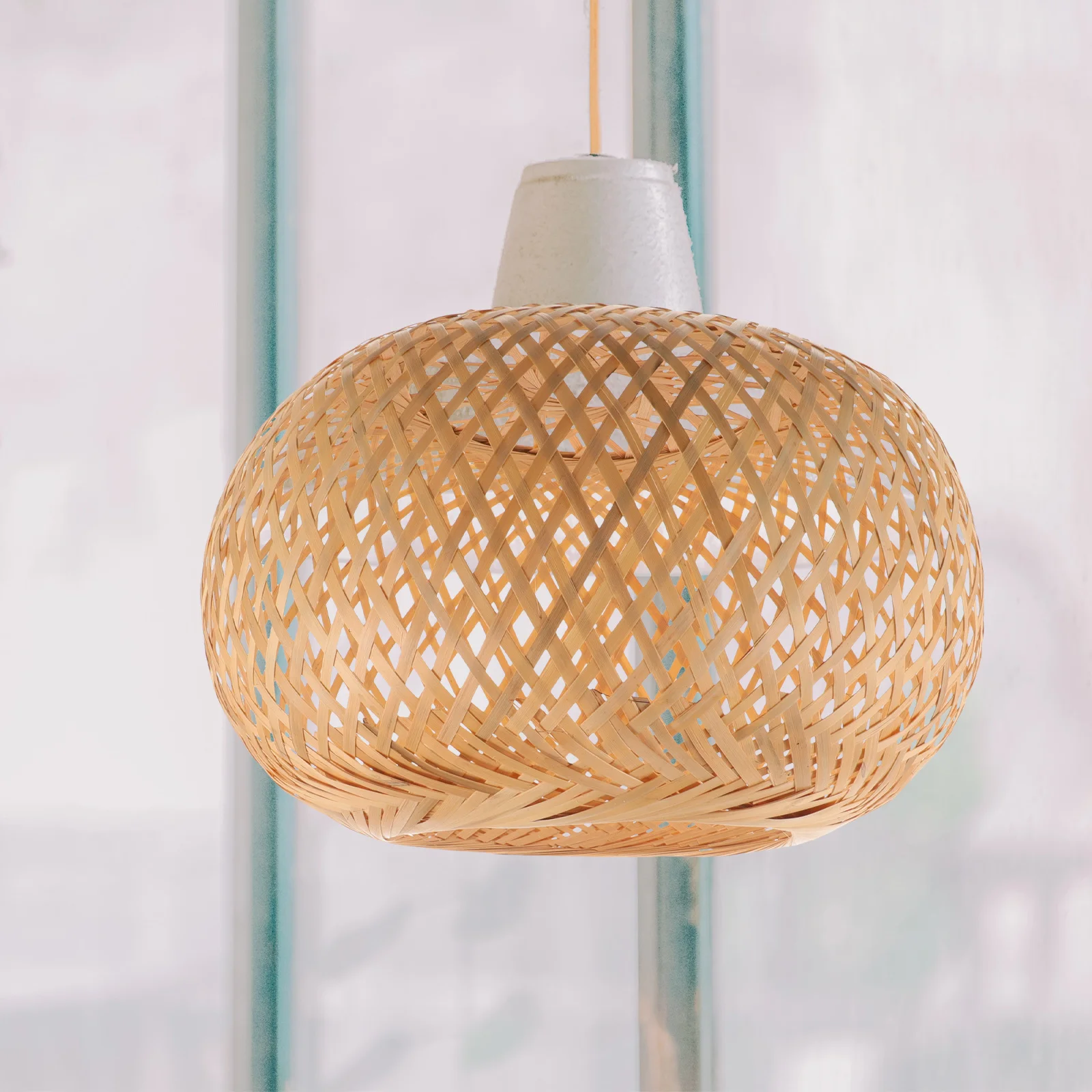 

Bamboo Lampshade Small Woven Structure Hanging Light Cover Pendant Chandelier Ceiling Lamp Shade for Hotel Decor