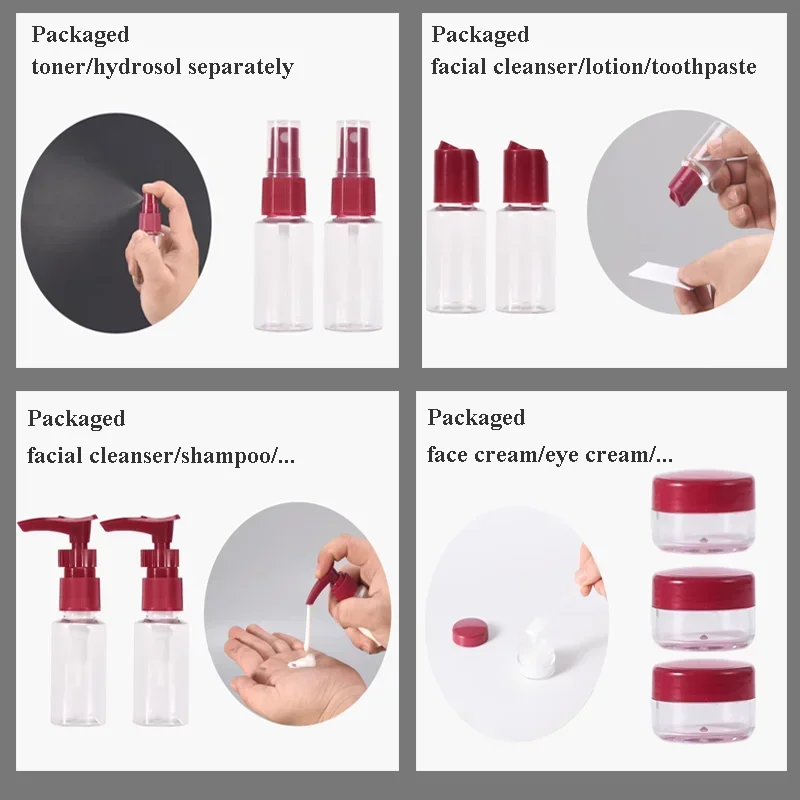 Travel Portable Bottle Bag Wash Set Makeup Shampoo Body Wash Portable Skin Care Product Hand Cream Bag Refillable Bottle Set