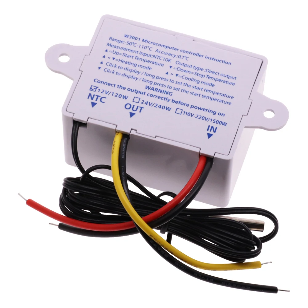 12V/ 24V/ 110V /220V W3001 Digital LED Temperature Controller 10A Thermostat Control Switch Probe XH-W3001