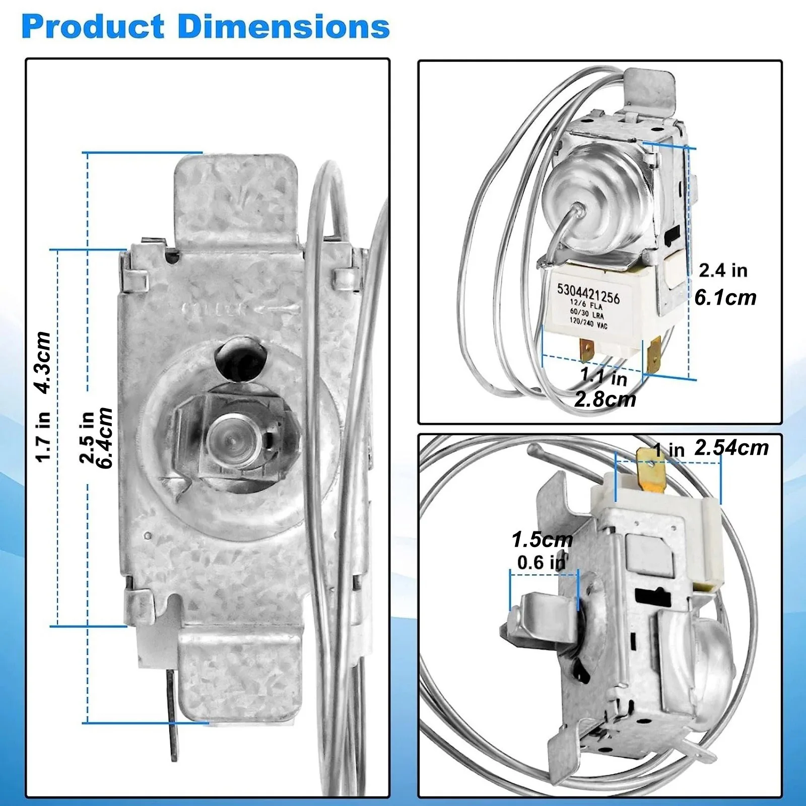 5304421256 Refrigerator Thermostat Control for Electrolux Frigidaire 120/240VAC Cold Cabinet Refrigerator Accessory Replacement