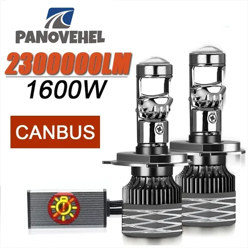PANOVEHEL Mini Lente 1600W 2300000 LM H7 H4 Canbus faro de coche H11 H8 9005 9006 HB3 HB4 LED 6000K bombilla de proyector de motocicleta automática