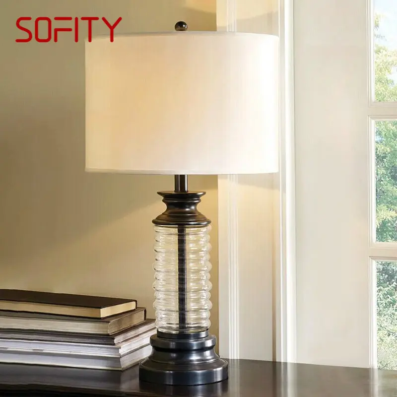 

SOFITY Modern Glass Table Lamp LED Nordic Vintage Creative Simple Dimming Desk Light for Home Living Room Bedroom Study