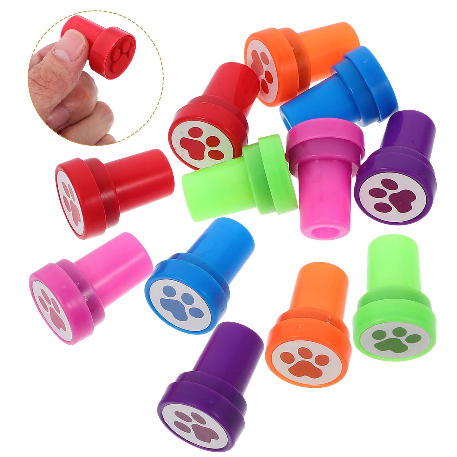 12 Pcs Dog Paw Small Seal Party Favors Gift Stamps Stampers for Kids Bulk Plastic Adorable