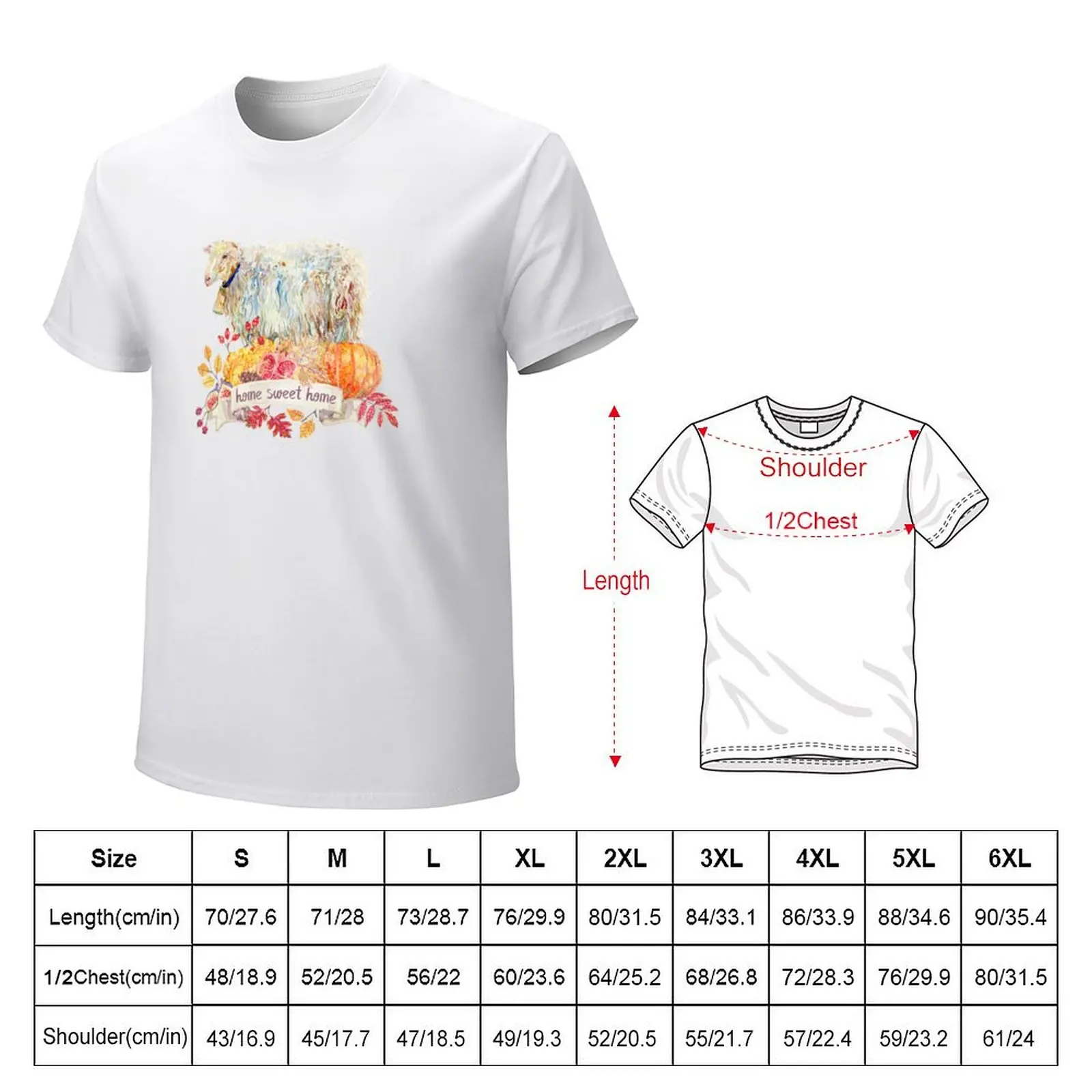 Home Sweet Home Sheep with Fall Harvest Wreath T-Shirt anime new edition anime clothes graphics men t shirts