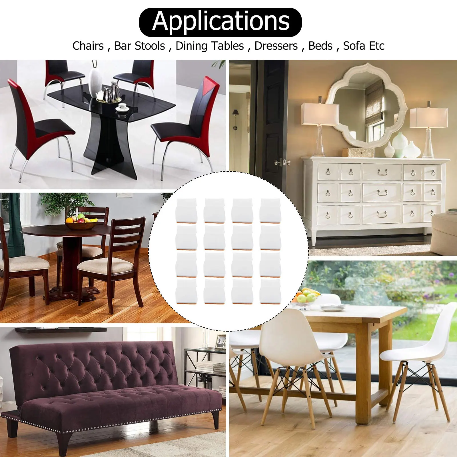 

1Set Table Leg Cover Silicone Furniture Protection Thickened Pads Non-Slip Chair Floor Protector for Hardwood Tile Laminate