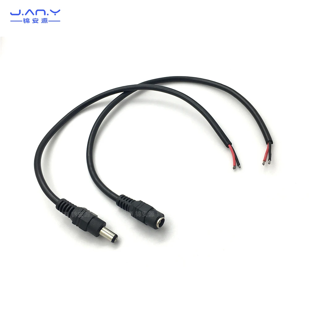 0.5 square DC male and female head wire 5.5 * 2.1mm single head tin LED power cord pure copper 12V red black connection wire