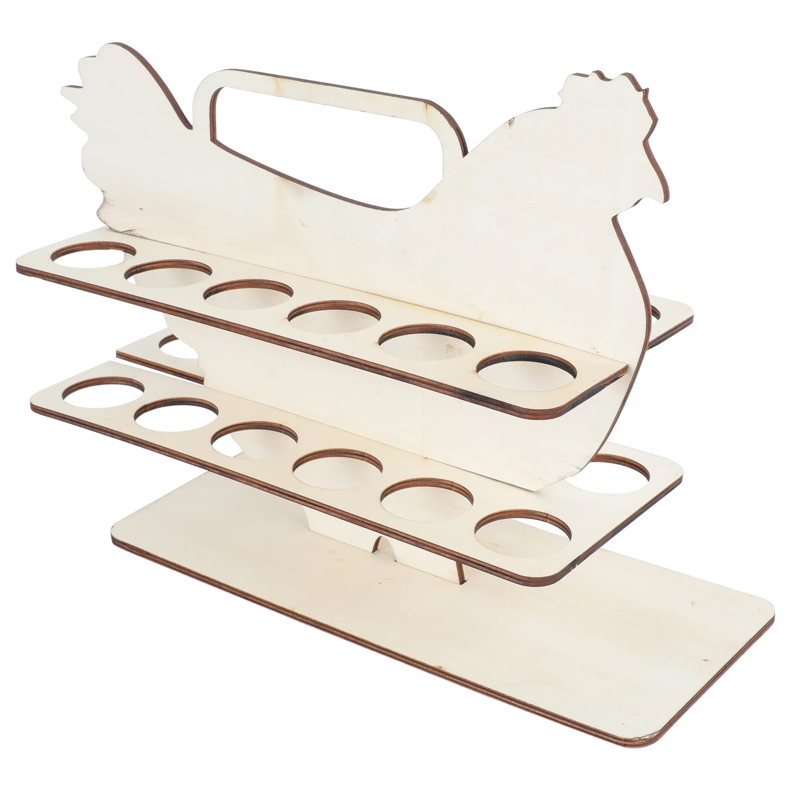 

1pc Wooden Egg Storage Rack Two Layer Stackable Chicken Shape For Kitchen Table Egg Holder Organizer Desktop Container Shelf