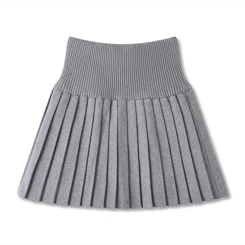 Autumn/Winter New Golf Women\'s Outdoor Sports Skirt Simple Elastic Waist A-line Short Skirt Versatile Knitted Folded Skirt