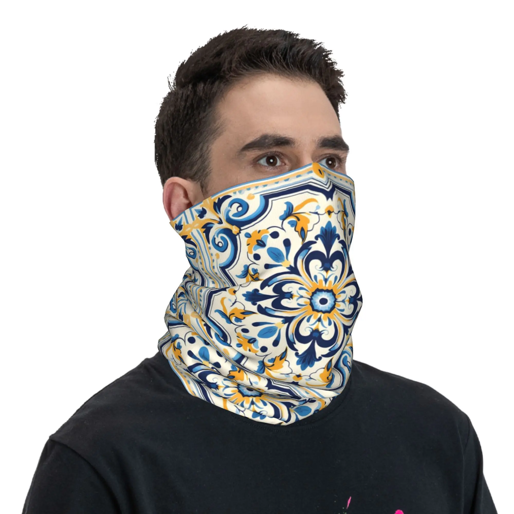 Portuguese Tile  (2) Bandana Neck Gaiter Printed Wrap Mask Scarf Multifunction Headband Running Unisex Adult Winter