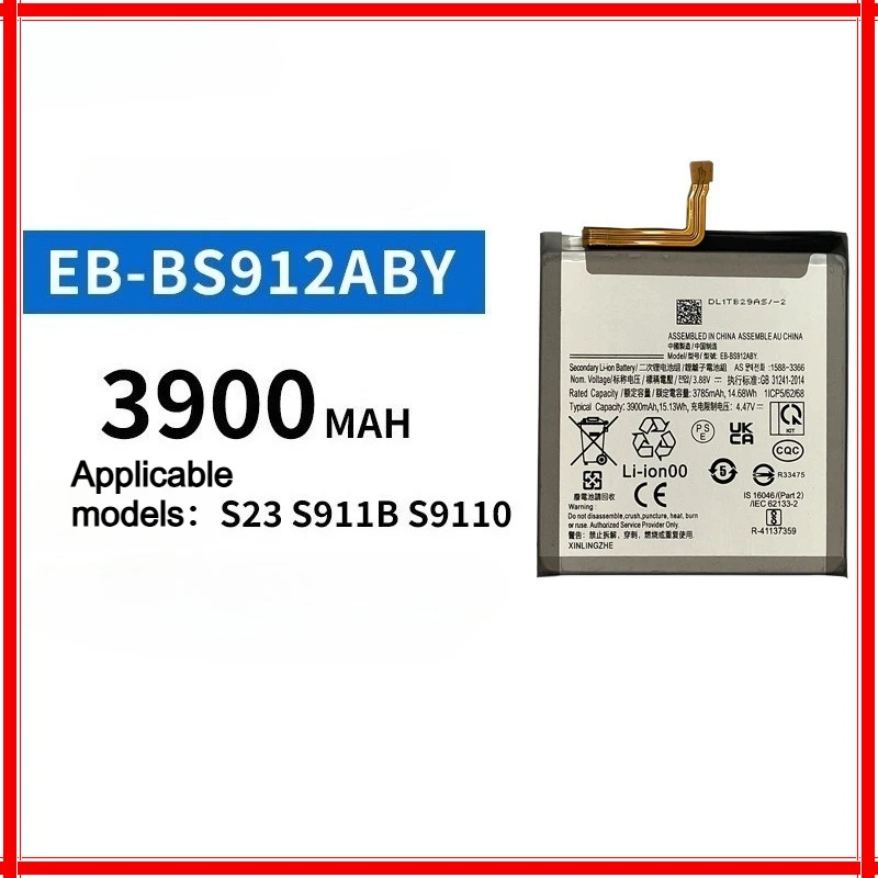 

3900mAh EB-BS912ABY Suitable for Samsung mobile phone batteries S23 S911B S9110, built-in battery