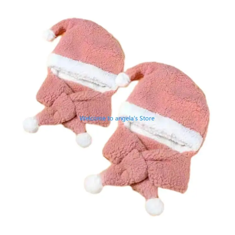 X4YC Adult Kids Christmas Santa Hat with Thicken Scarf for Winter Christmas Hat Party