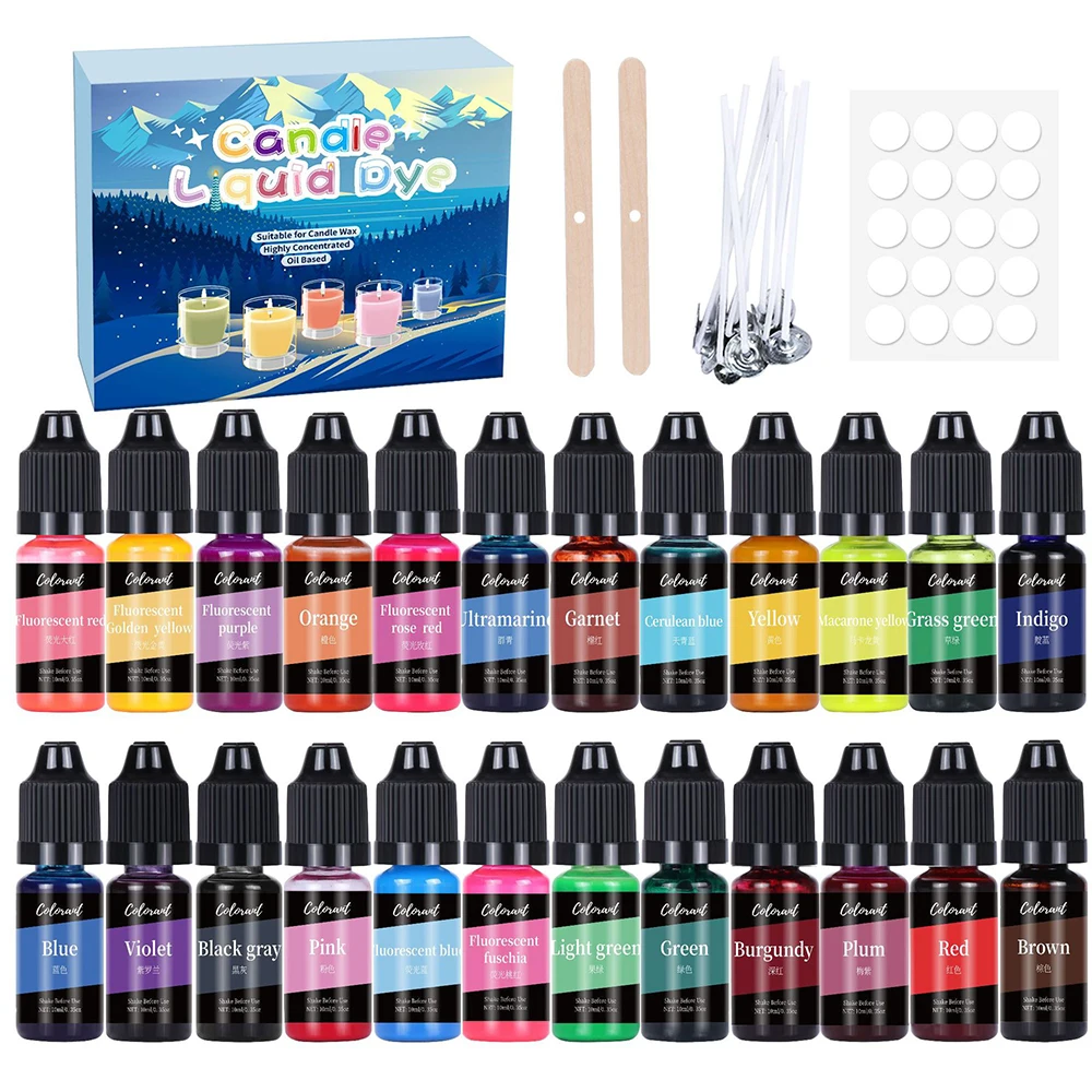

Candle Dye 24colors 10ml Liquid Oil-based Dye for Candle Wax Vivid Candle Color for DIY Candle Making Highly Concentrate Natural