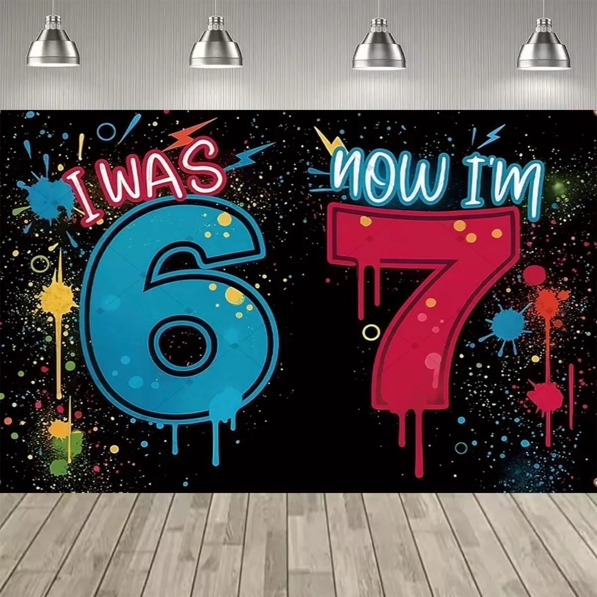 2D Flache Farbige Zahlen ICH BIN JETZT 6, WAR EHER 7 - Themen-Dekoration für Jungen- und Mädchen-Geburtstagsfeiern, Party-Hintergrund, Partyzubehör, Deko-Banner – Detail 4