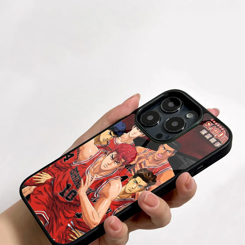 Anime SLAM DUNK-K Phone Case For IPhone 11 12 13 14 15 16 Plus Pro Max Mirror Acrylic PC TPU Cover