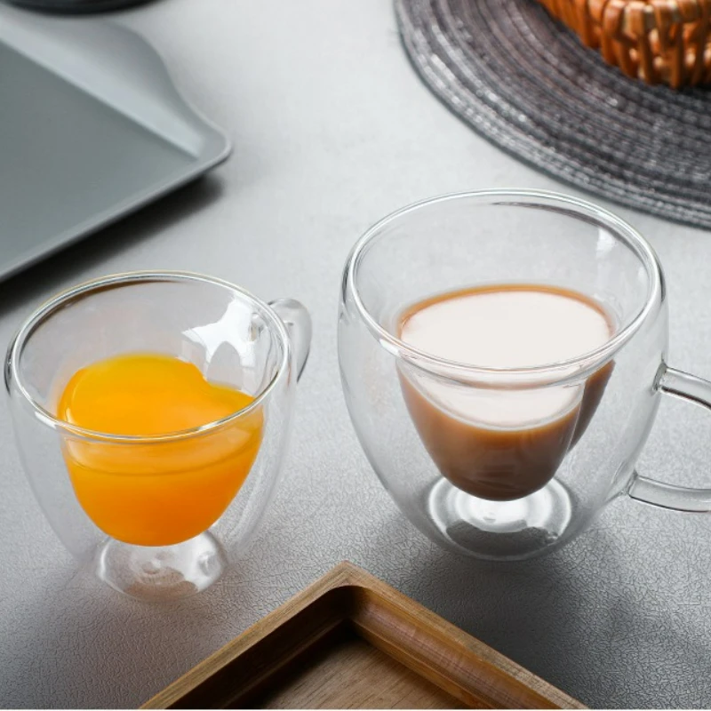 

Heart Love Shaped Glass Mug Couple Cups Double Wall Glass Cup Heat-Resisting Transparent Household Tea Beer Mug Milk Coffee Cup