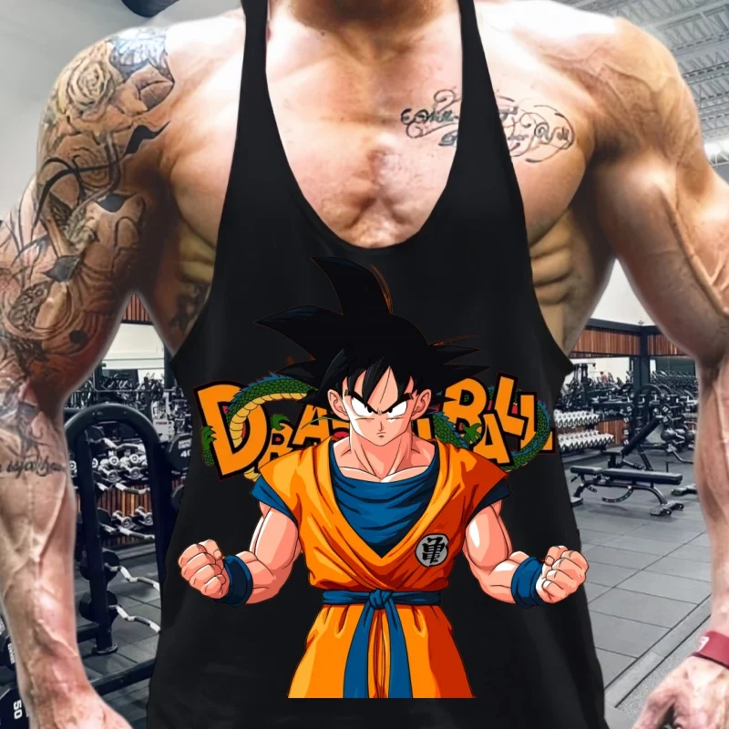 Dragon Ball Herren Sommer TankTop Baumwolle Weste Japanische Anime Grafik Männlich GYM Kleidung Fitness Muskelshirt Ärmelloses Sweatshirt