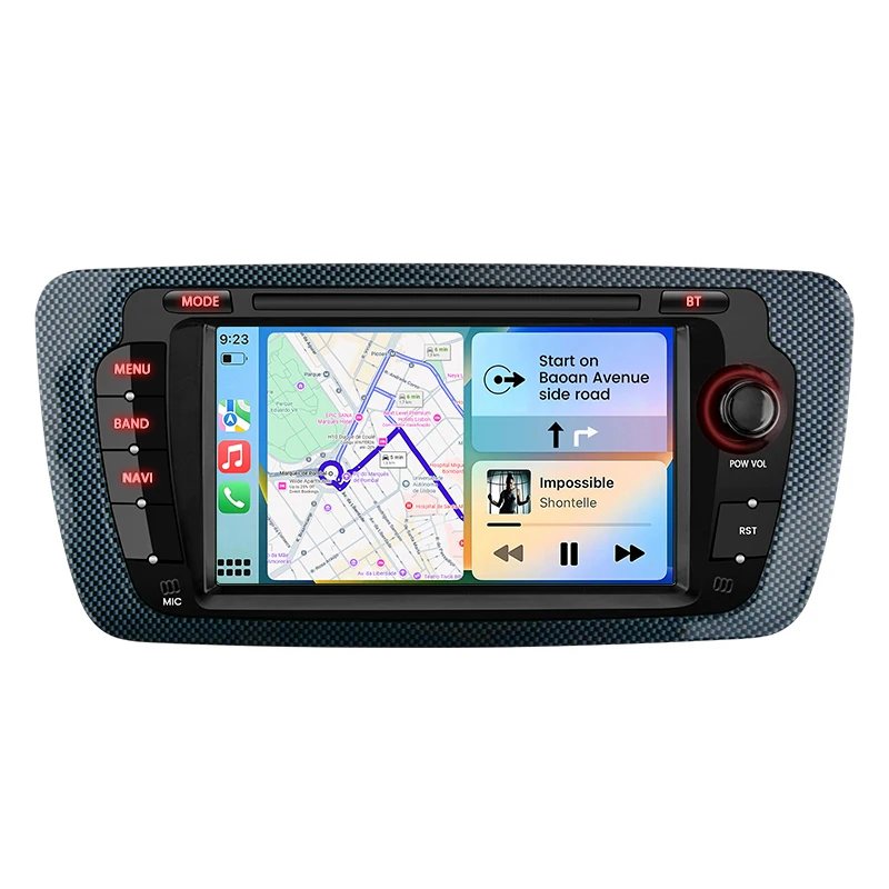 Junsun 7-calowe Bezprzewodowe Radio Samochodowe CarPlay Android Auto 8-rdzeniowe z Sterowaniem Głosowym AI do Seat Ibiza 6J MK4 2008-2013 GPS Multimedialny Odtwarzacz z Ekranem Dotykowym 2 DIN Stereo — 2