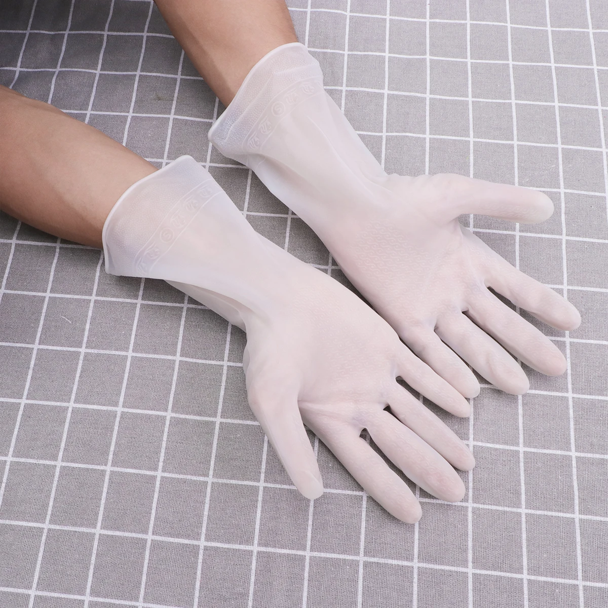 

3Pair Kitchen Gloves Waterproof Durable White Transparent Household Washing Gloves Size S for Dishwashing Window Cleaning