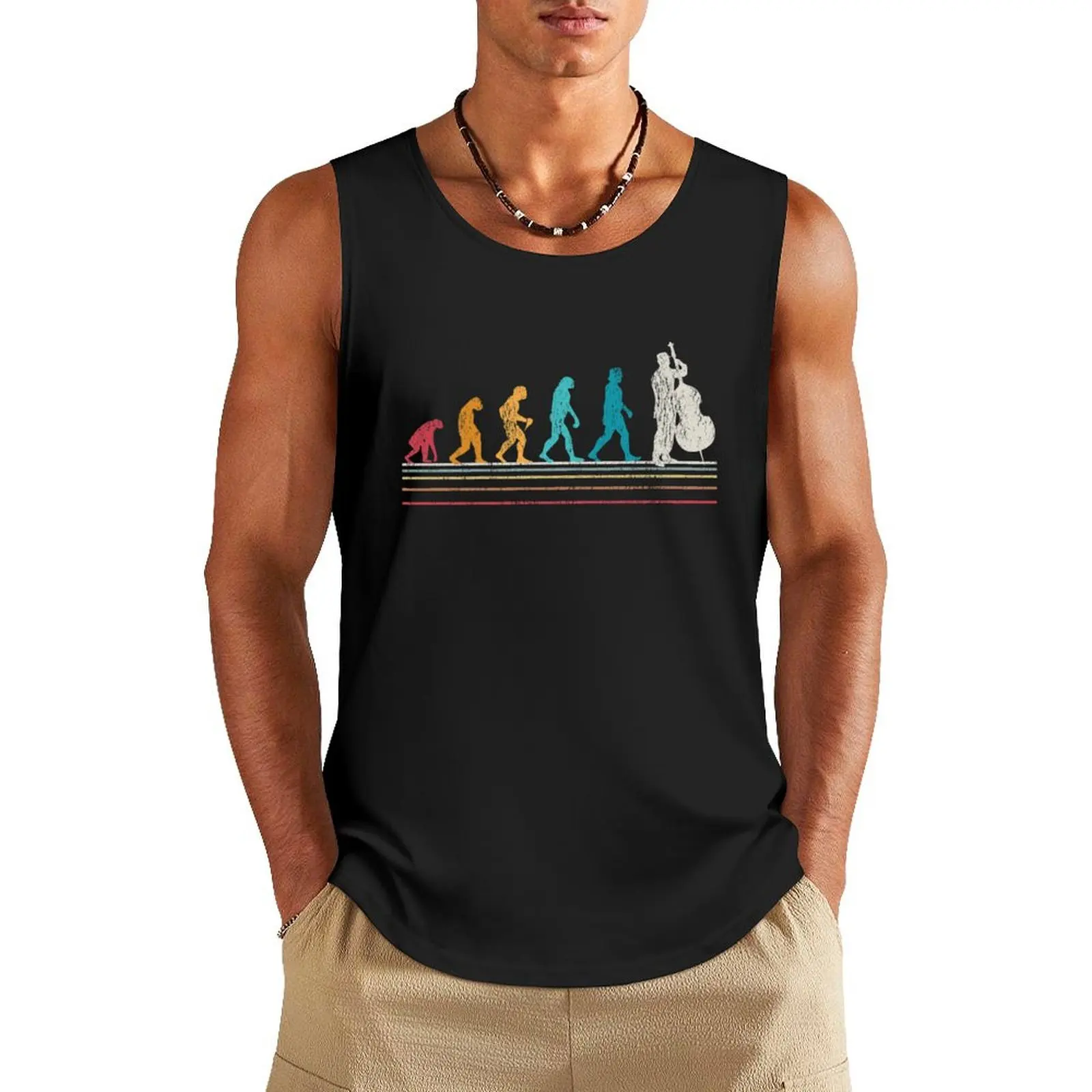 Double Bass Evolution Musician Gift Tank Top Men's t-shirt bodybuilding t shirt t-shirt Men's sleeveless shirt man