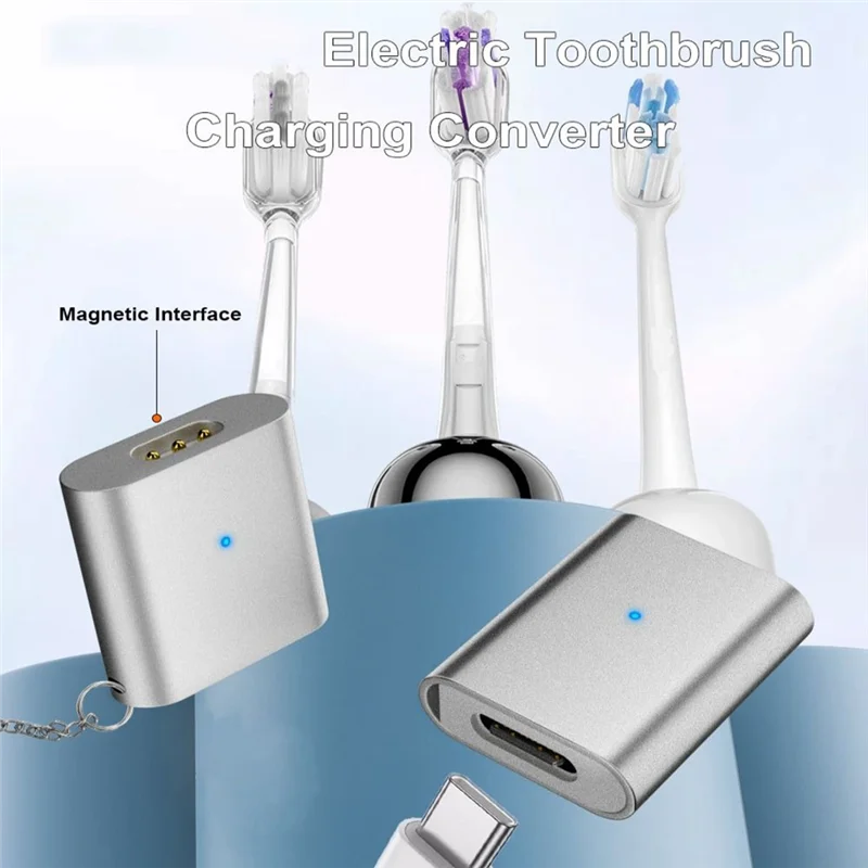 High Quality-USB Type-C/Lighting To 3 Pin Converter Quick Charge Indicator Light Charging Adapter For Laifen Electric Toothbrush