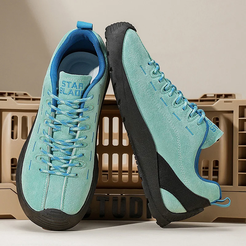 2025 new men's casual flat shoes, outdoor sports casual shoes, camping hiking shoes, lightweight anti slip walking board shoes