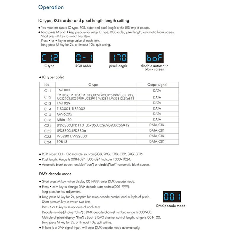 Led DMX512 To SPI Decoder DMX Converter 1024 Dots TTL Pixel Controller Support 6803/8806/2811/ 2812/2801/3001/9813 IC