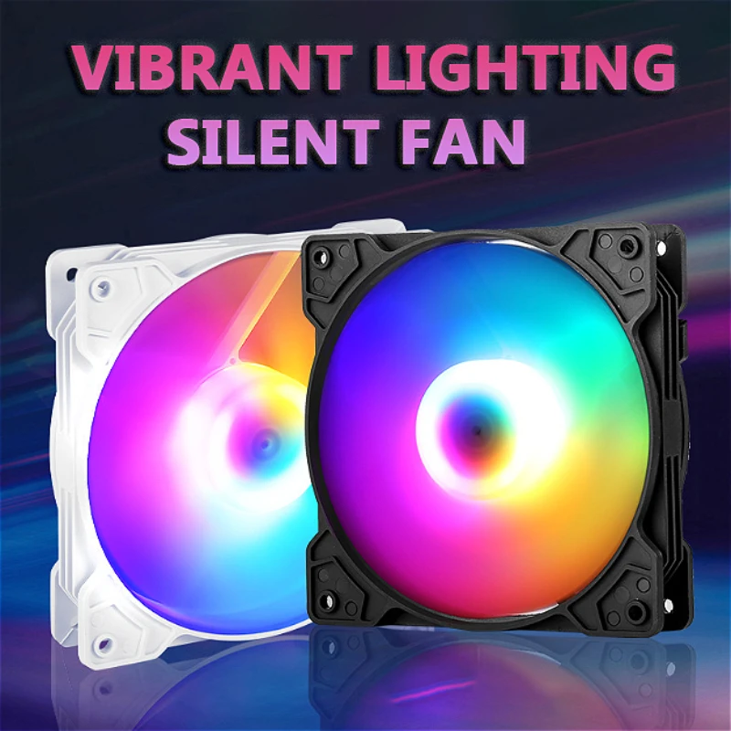 

P1 RGB Охлаждающий вентилятор 120 мм Вентилятор корпуса компьютера Радужный радиатор 4-контактный кулер процессора Бесшумный вентилятор