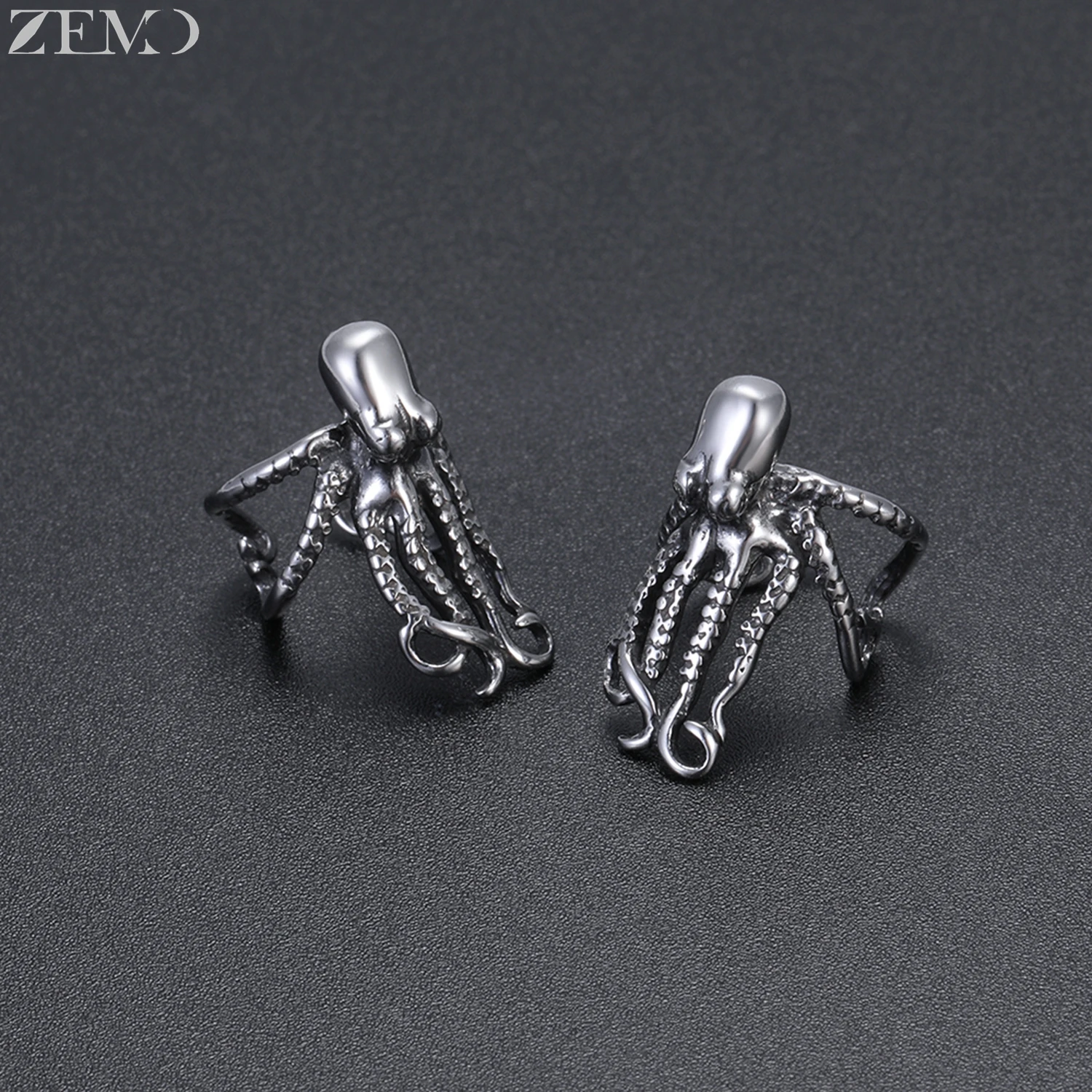 ZEMO 1 PC/1 Pair Punk Stainless Steel Clip-on Earrings Men Women Cool Snake Octopus No-Pierced Faux Fake Tragus Helix Piercings