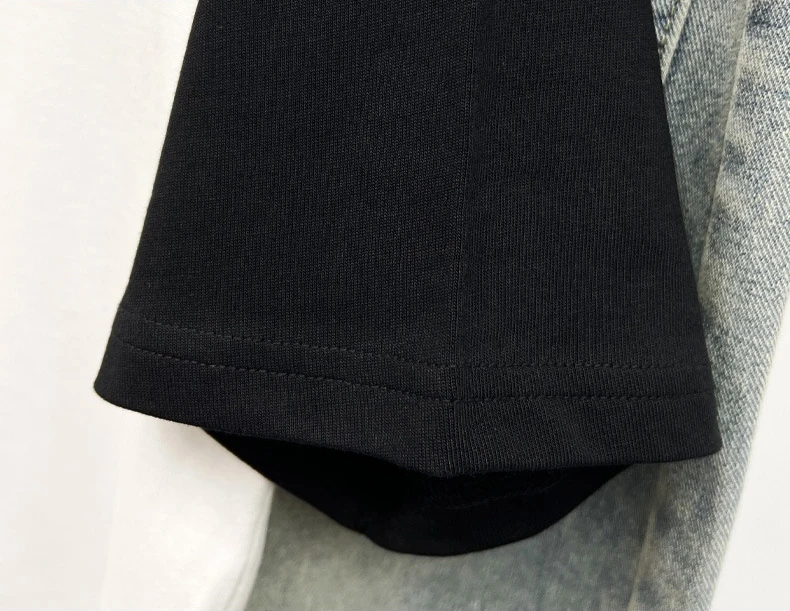 200G Baumwoll-Raglan-Kurzarm-Rundhals-T-Shirt für Damen, Frühjahr/Sommer 2026, locker sitzendes, vielseitiges Freizeit-Oberteil, Color-Block-Tees – Detail 7