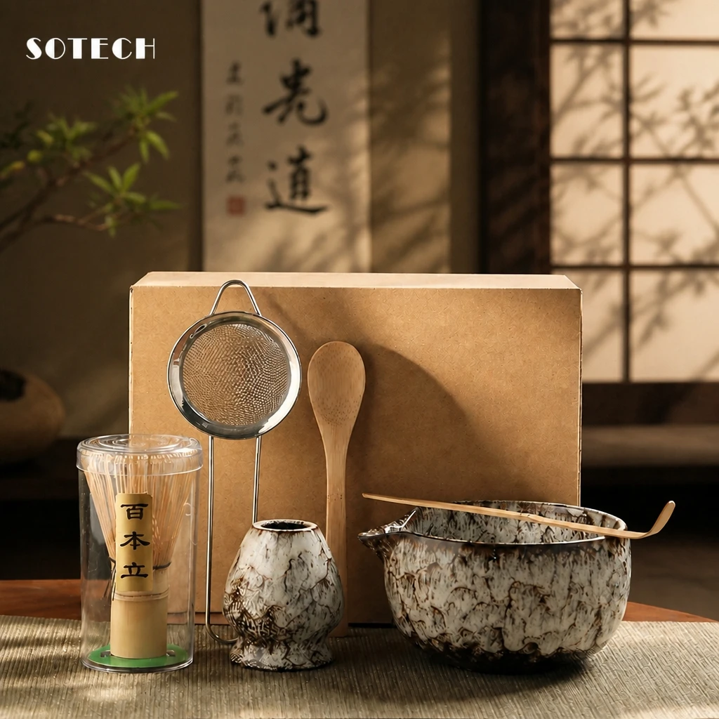 6PCS Japanese Matcha Tea Set Safe Bamboo Whisk Teaspoon Tea Sets Matcha Bowl Matcha Whisk Holder for Tea Lovers Tea-Making Tools